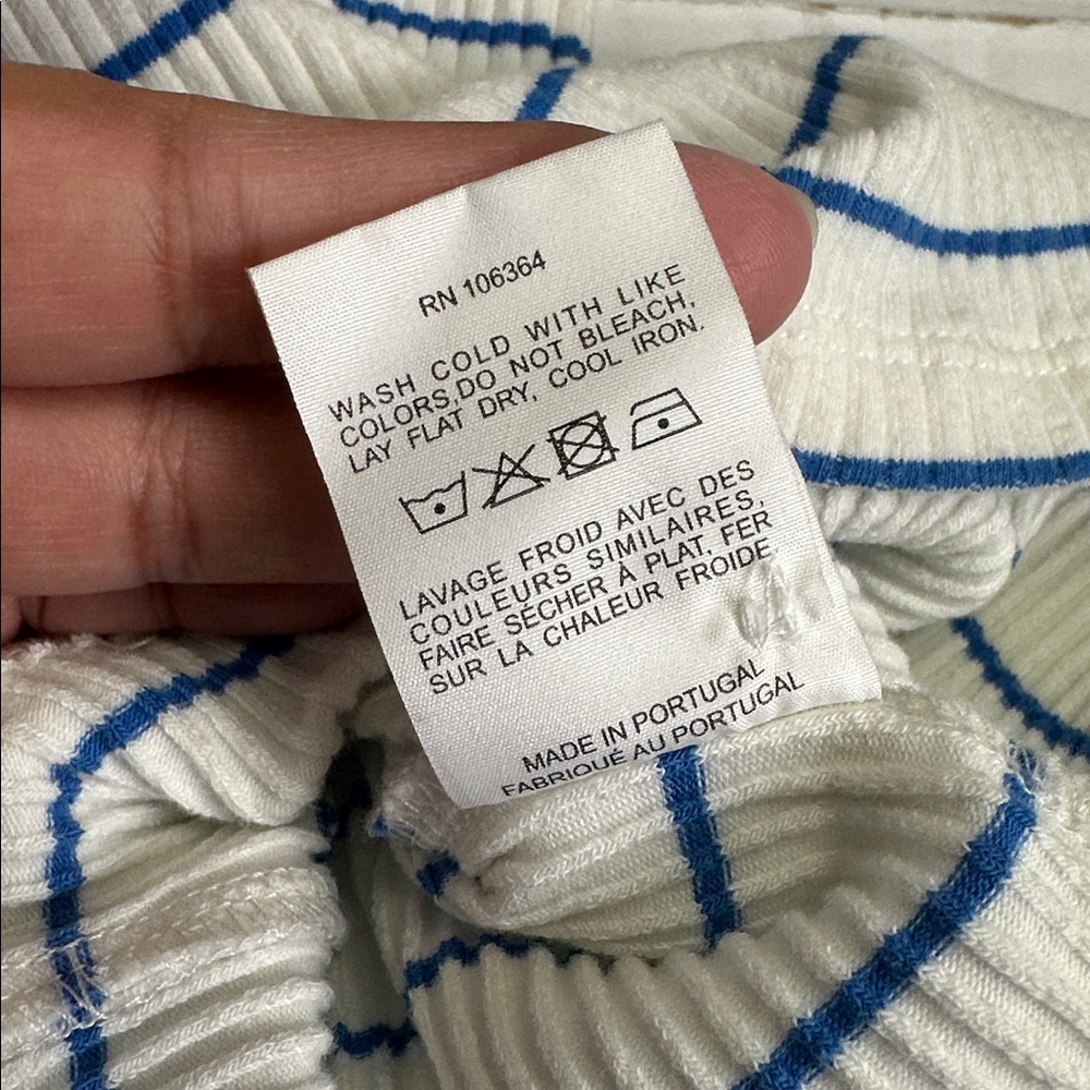 Kule Berri Dress Cream Blue Ribbed Striped Mini Womens XS Stretchy - Picture 10 of 10